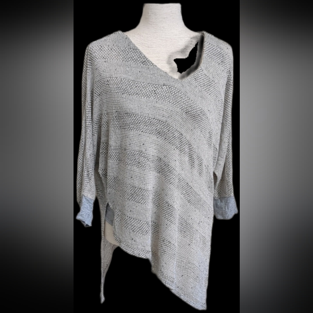 Democracy Light Gray Asymmetrical Knit Sweater